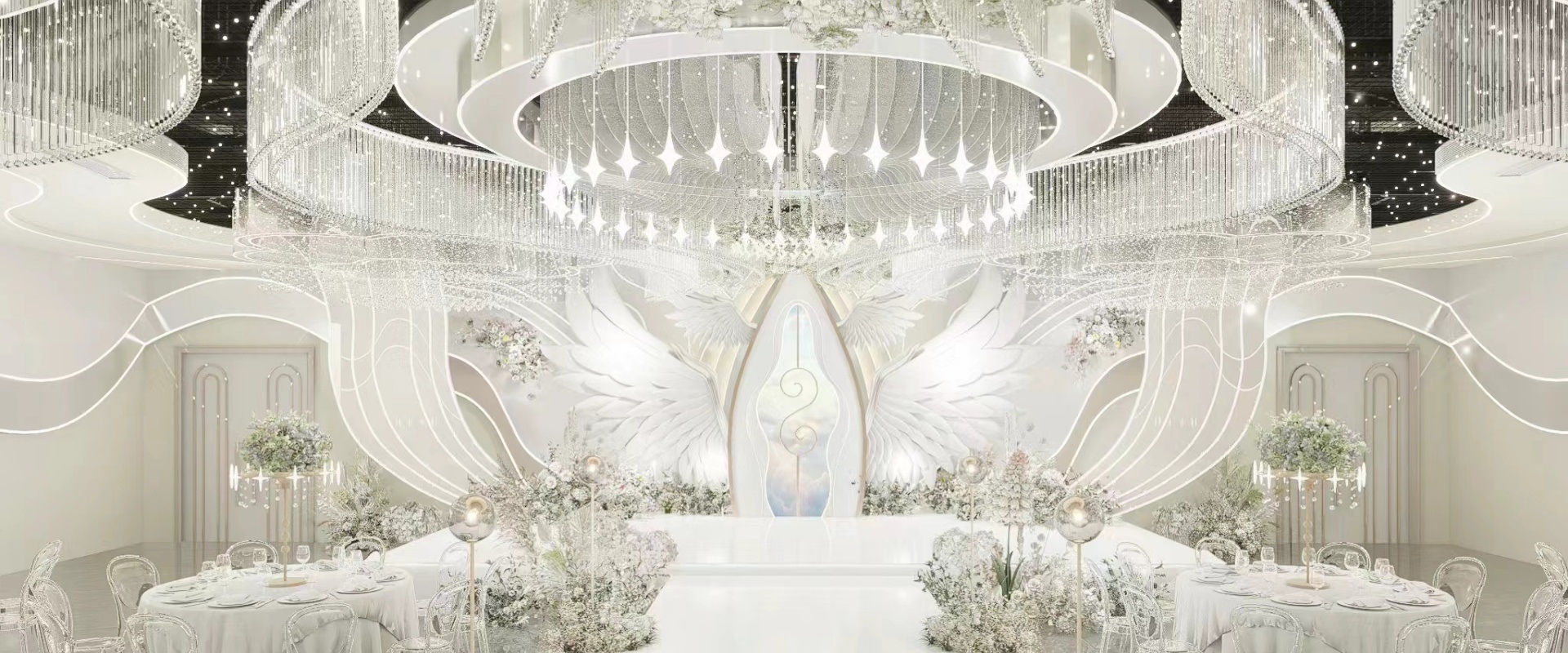 Dutti LED Modern Non-standard Chandelier Large Crystal Ceiling Pendant Lighting OEM custom for Wedding Ballroom