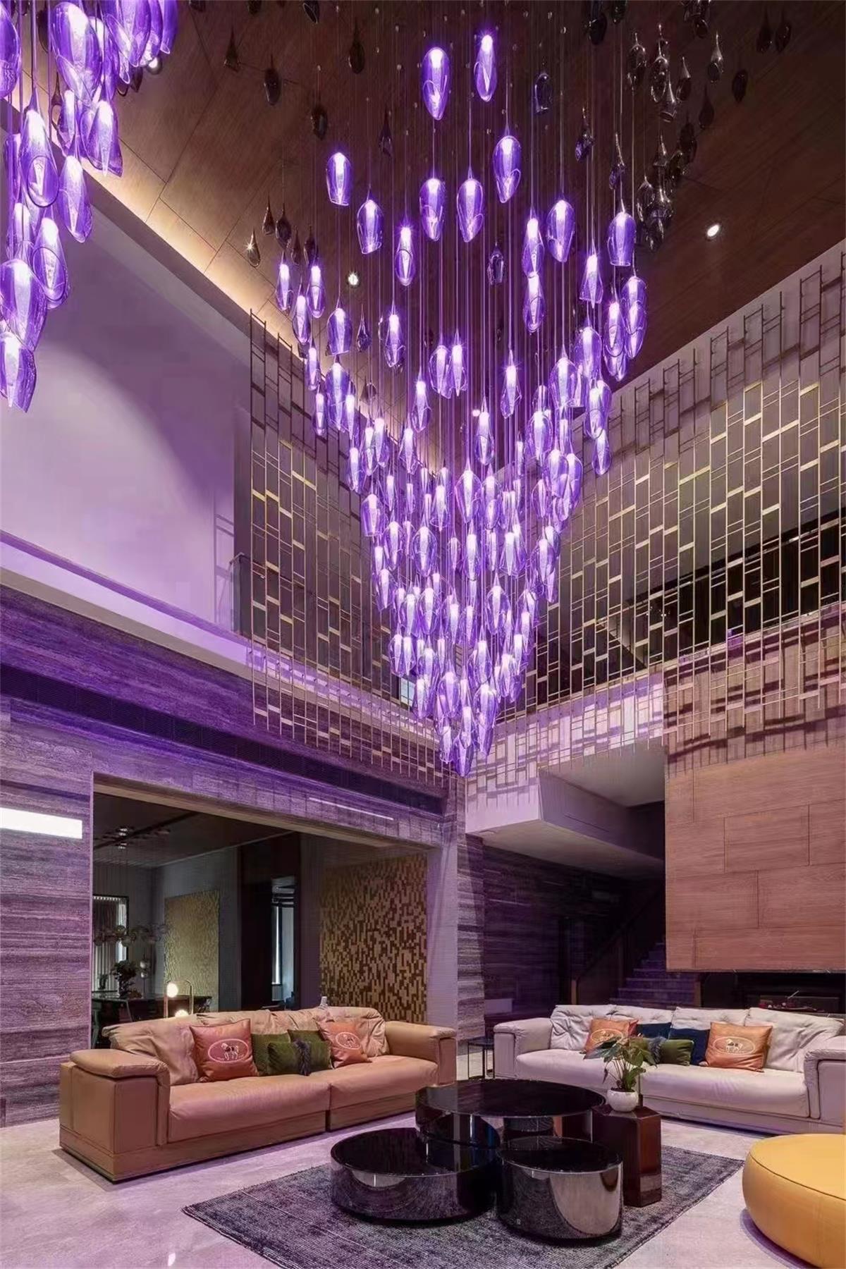 Non-standard Large long Modern LED Chandelier for Villa lobby