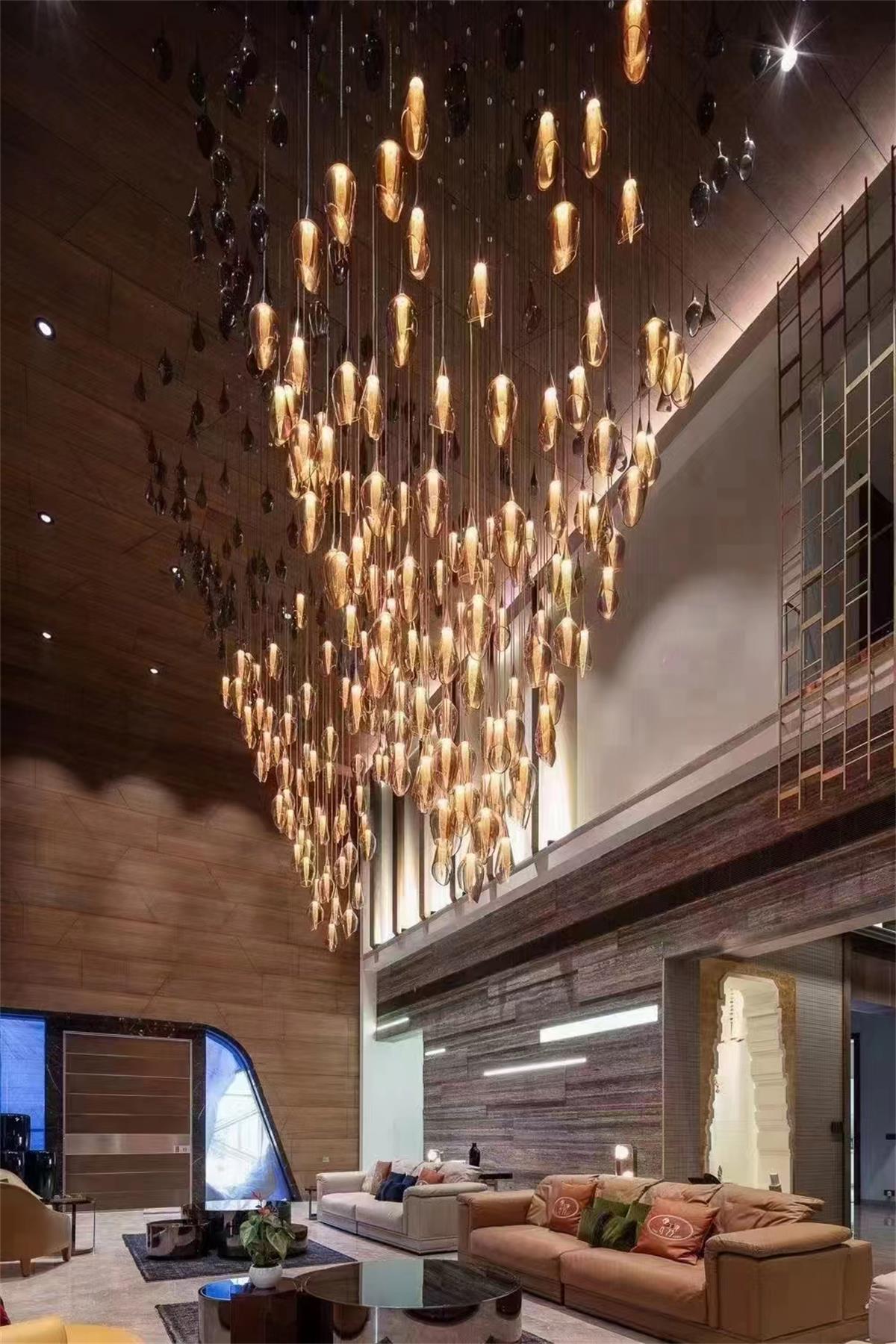 Non-standard Large long Modern LED Chandelier for Villa lobby