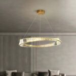 D0110 Dutti LED Brass Crystal Twisted Ring Modern Chandelier for Dining Room, Living Room, Restaurant, Ballroom