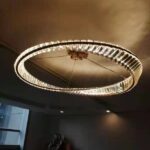 D0110 Dutti LED Brass Crystal Twisted Ring Modern Chandelier for Dining Room, Living Room, Restaurant, Ballroom