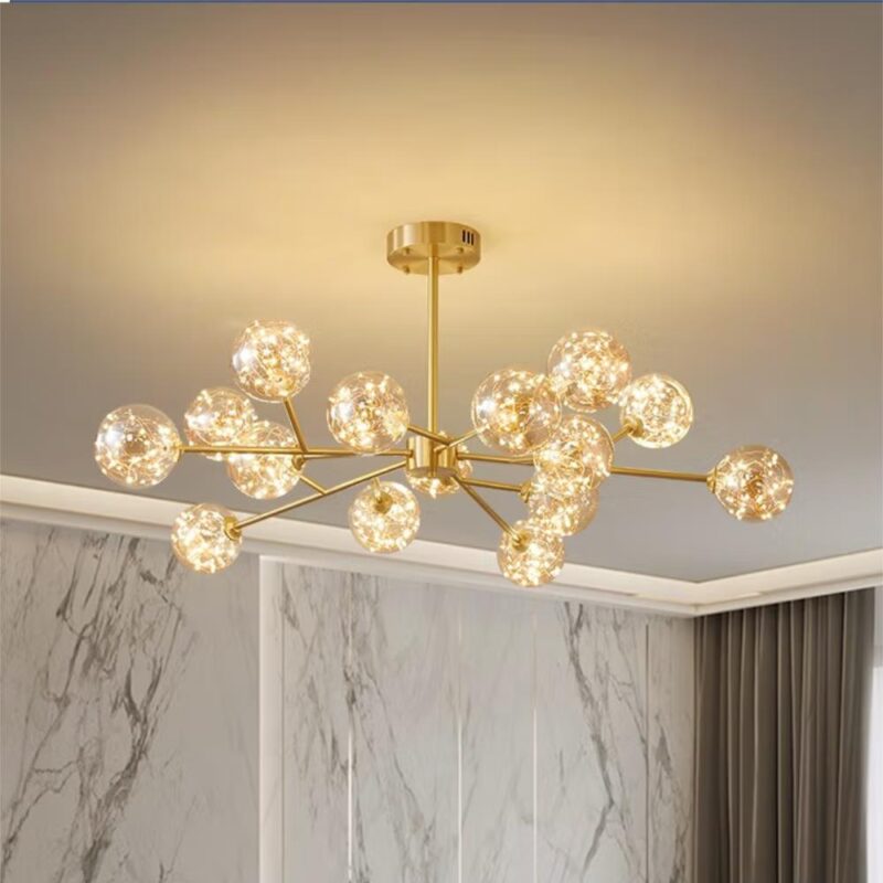 DB004 DUTTI LED Bronze chandelier modern glass for living room bedroom restaurant star three color light change 8 9 12 15 18 light head