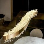 D0103 Dutti LED Crystal Brass Wave Modern Chandelier Elevating Dining Experiences in Restaurants, Bars, Showrooms, and Dining Rooms