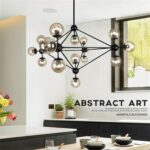 Dutti D0017 LED chandelier creative personality kitchen island bedroom Designer art molecular glass led magic bean modern rustic Pendant Light Iron industrial style living room 15 head