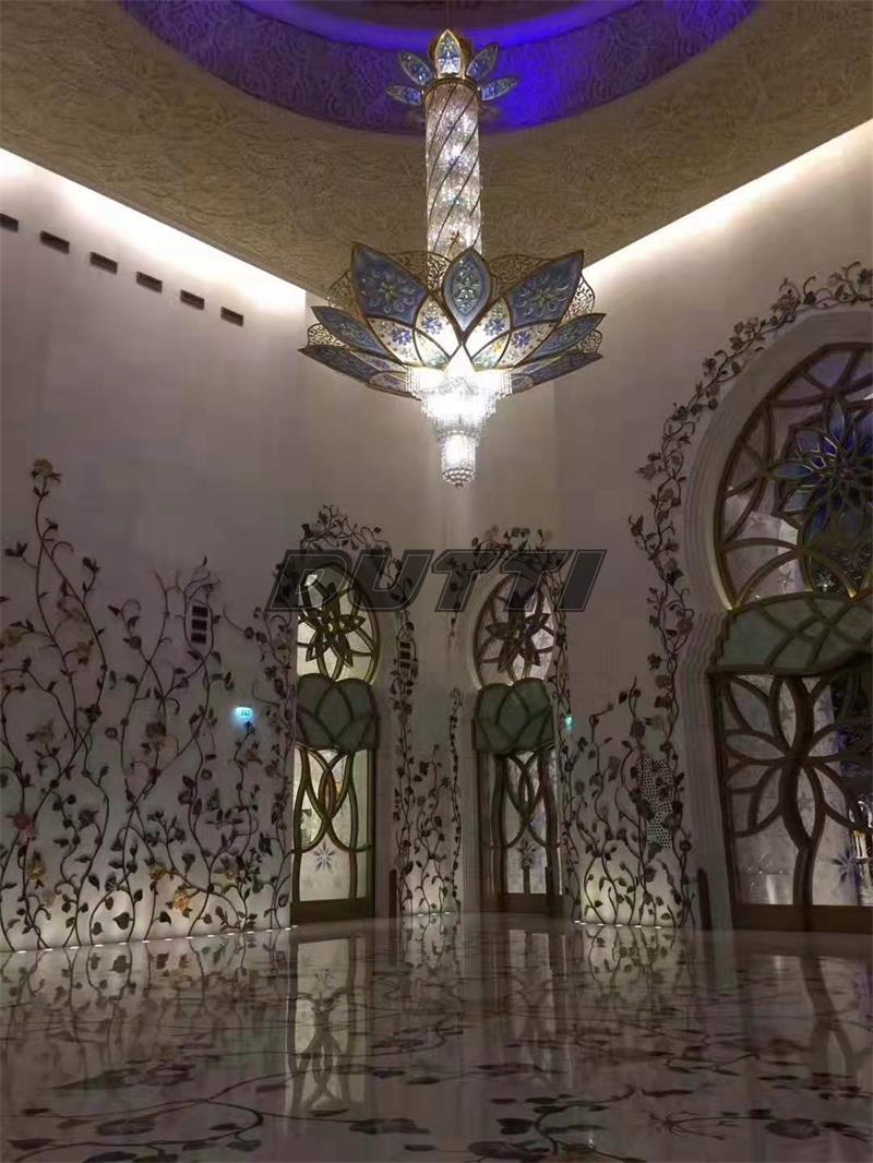 Non-standard aged brass Crystal LED Chandelier for Church Abu Dhabi